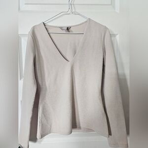 Elegant Cream V-Neck Women's Top